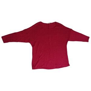 Chenault Womens Red Ribbed Metallic Sparkle Chenille Sweater Size 2X